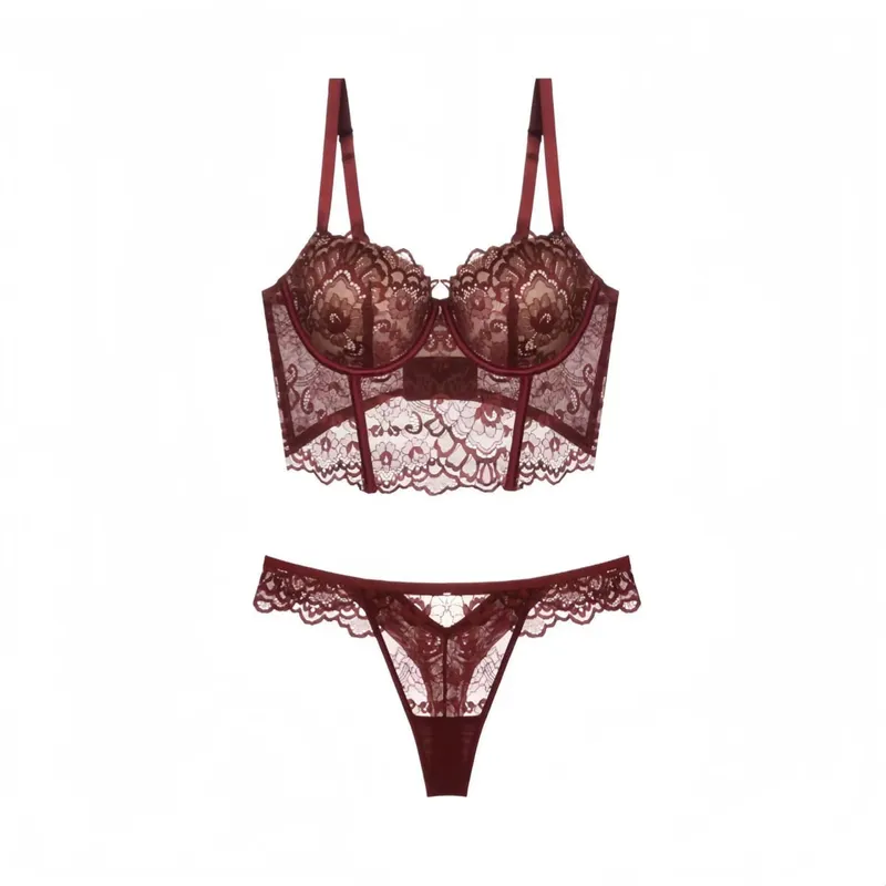 Women French Lace Fishbone Bra Soft Underwire 3/4 Cup Push‑Up Anti Sag Lingerie Slim Side Boob Control Sexy Ladies Underwear — image 10