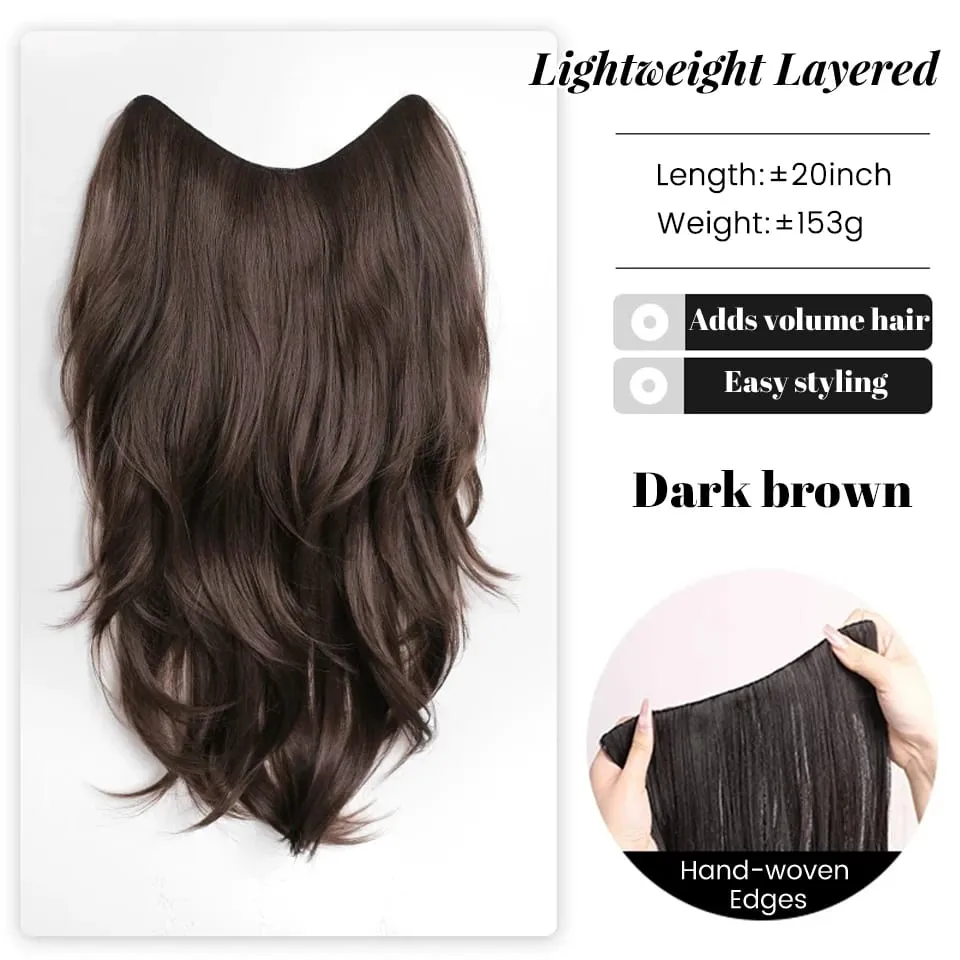 20Inch Synthetic Long Curly Wavy Layered U-Shaped Clip-in Hair Extension 4 Clip Heat Resistant Hairpiece for Women Daily Party — image 9