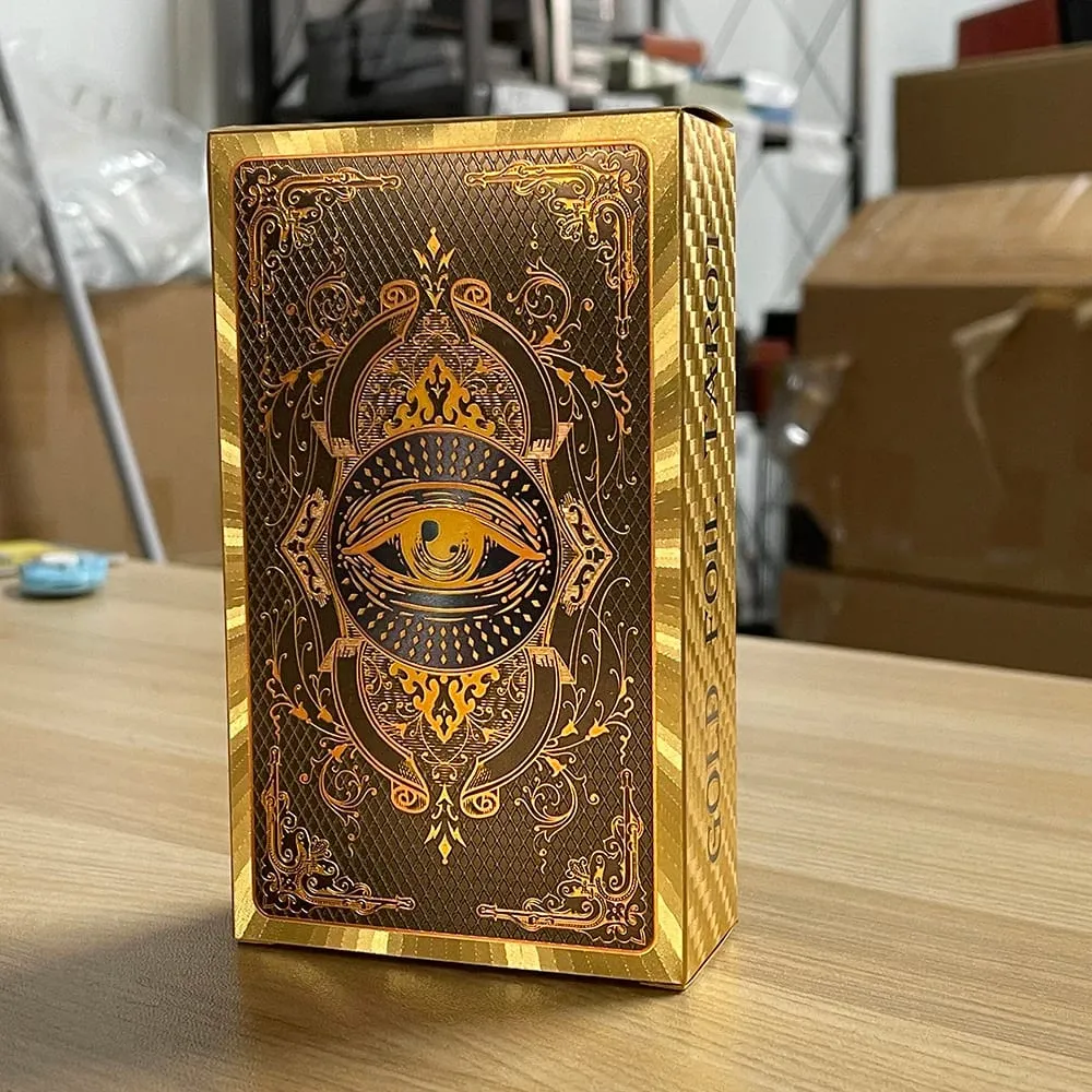 Golden Foil Tarot Cards Game Spanish English Bilingual Divination Deck with Guide Prophecy Oracle Reading Set for Beginners