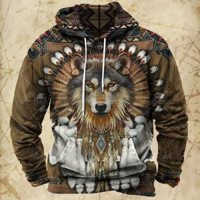 Vintage Hoodie For Men Harajuku 3D Print Autumn Long Sleeve Sweatshirts Oversized Y2k Clothing Men's Hoodies Fashion Streetwear