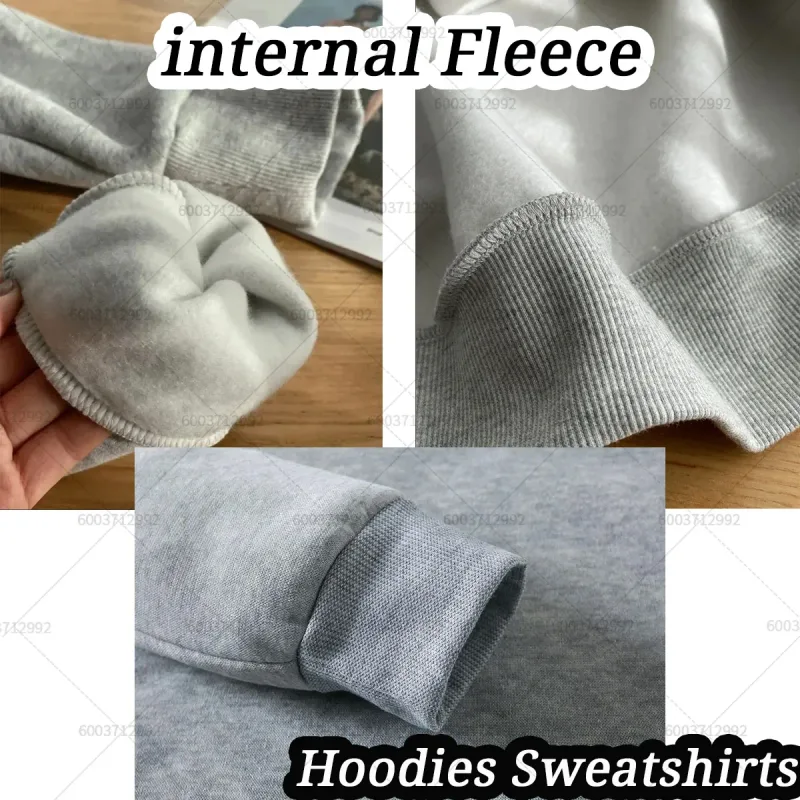 Fashion Men's Heavy-duty Cotton Hoodies Women Fleece Sweatshirt Pullover Casual Unisex Autumn Winter Long Short Sleeve Oversize — image 5