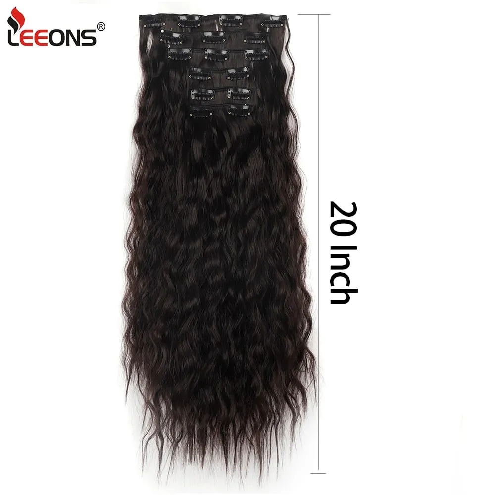 Corn Hair Extensions 6Pcs 20 Inch Clip In Hair Extensions Curly Clip Ins Hair Extension Invisible Natural Hairpieces For Women — image 3