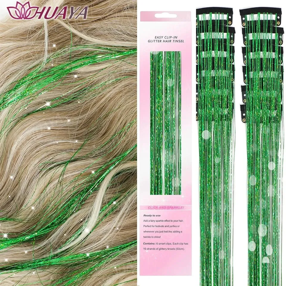 12Pcs/set Hair Tinsel Clip in Glitter Tinsel Hair Extensions Synthetic Shiny Sparkling Fairy Hair Tinsel Party Hair Accessories — image 13