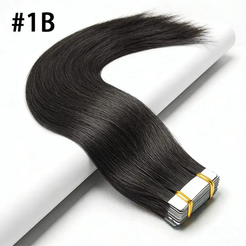 Natural Color Tape In Hair Extensions Virgin Human Hair Silk Straight Invisible Tape On Extensions Color #4 for Women 50G 20pcs — image 8