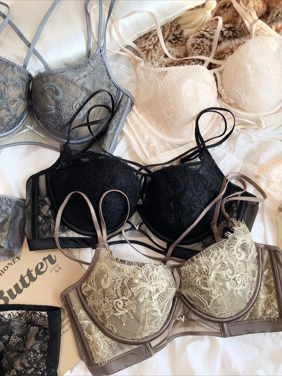 Sexy Hollow Bra Fashion Lace Flowers Embroidery Women Underwear Set French Push Up Brassiere Adjustable Plus Size Lingerie Sets — image 2