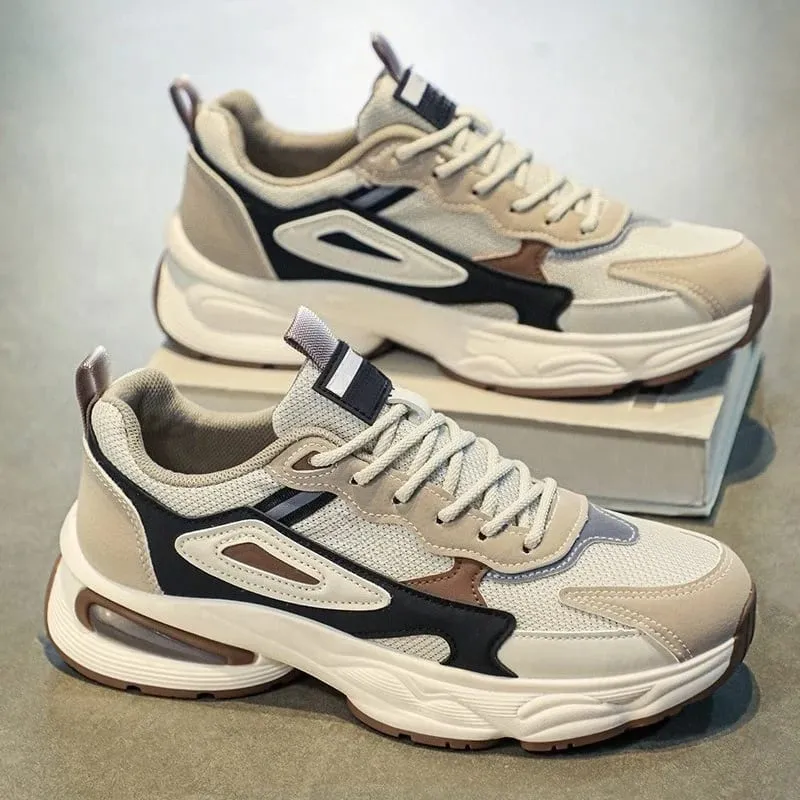 Low-Top Casual Shoes for Men Slip-Resistant Wear-Resistant Comfortable Mesh Breathable Chunky Retro Sneakers