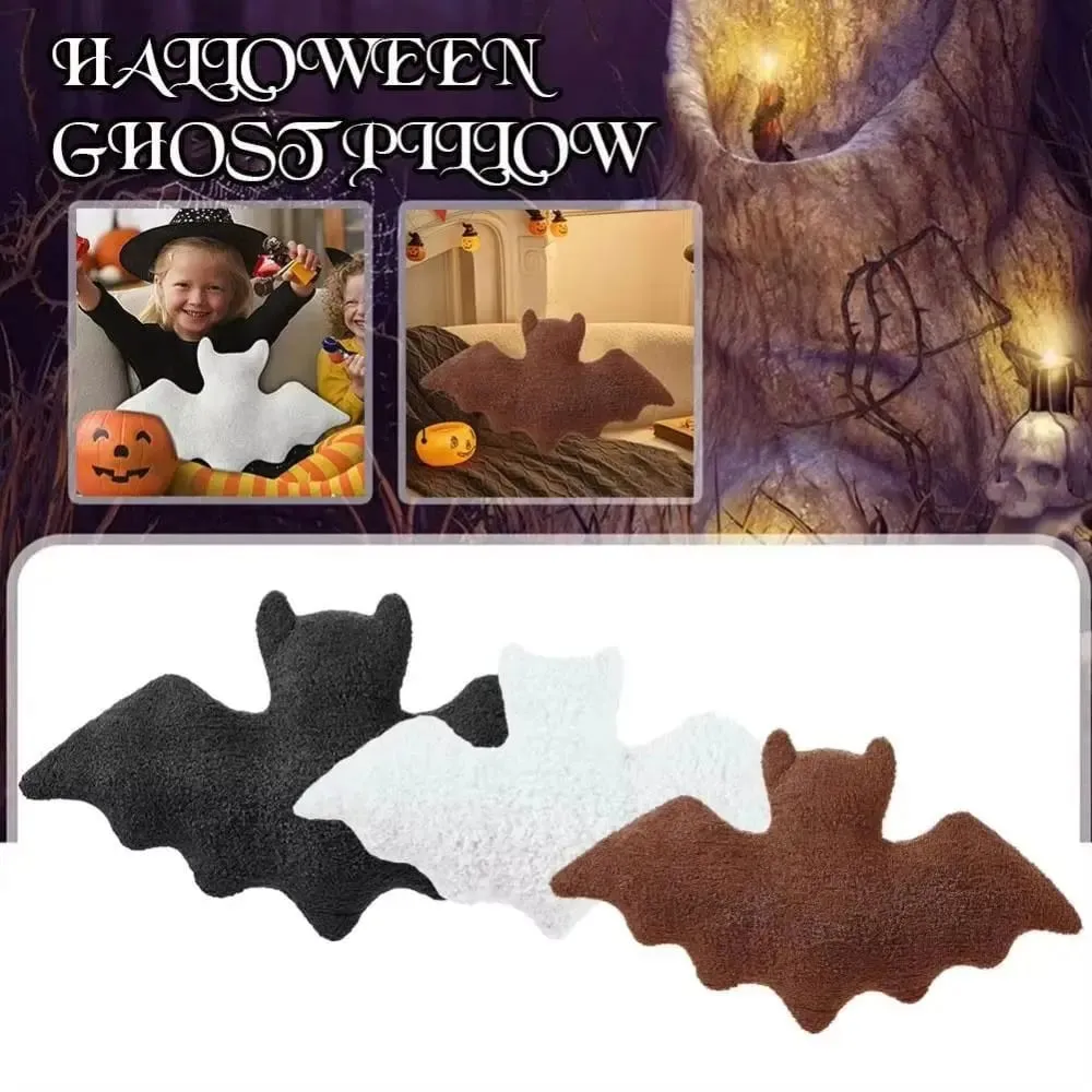 Halloween Material Bat Pillow Halloween Theme Black White Brown Bat Modeling Pillow Soft Fabric Gothic Bat For — image 3
