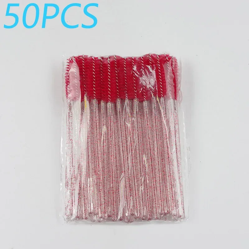 50pcs Crystal Rod Disposable Eyelash Brushes Eyelash Comb Eyebrow Comb Eyelash Curl Spiral Multi purpose Portable Makeup Brush — image 10