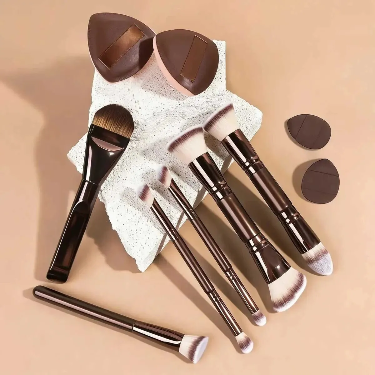 Professional Aluminum Makeup Brush Set Includes Soft High-Quality Synthetic Hair Makeup Brushes Foundation Brush Powder Brush