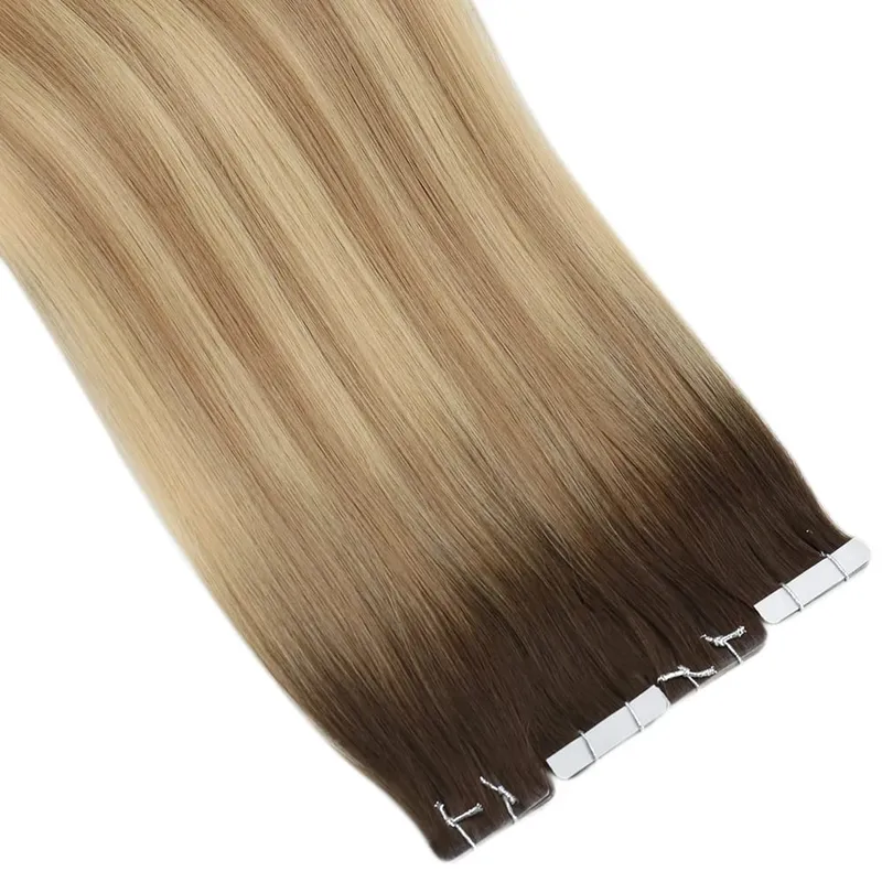 [12 Monate] Unsichtbares Tape in Echthaarverlängerungen von Ugeat, Güteklasse 10A, nahtlos in die Haut eingespritzt, reines Tape im Haar, 2,5 g/Stück