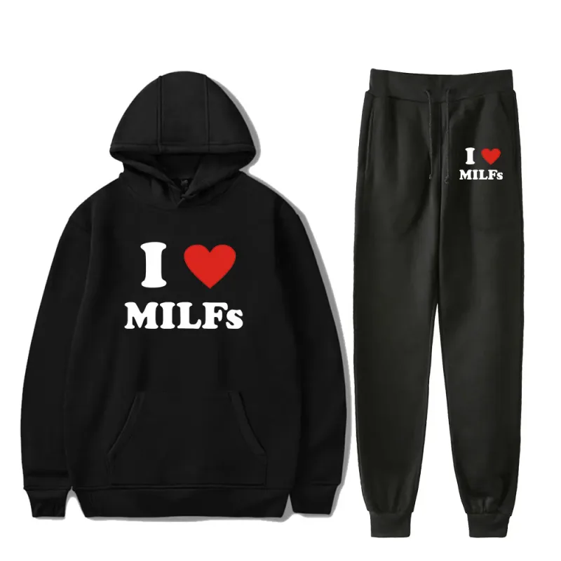 Comfortable Mother's Day I Love MILFs Print Sweatshirt Sweatpants Suit Women's Hoodies+Trousers Suit Girls 2 Piece Set Clothes — image 9