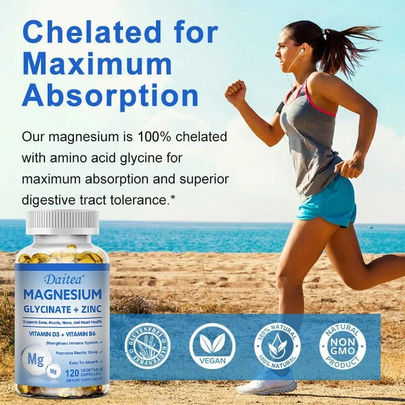 Κάψουλες Daitea Magnesium and Zinc - Συμπλήρωμα γλυκινικού μαγνησίου για την υποστήριξη των μυϊκών νεύρων και της υγείας της καρδιάς — image 6