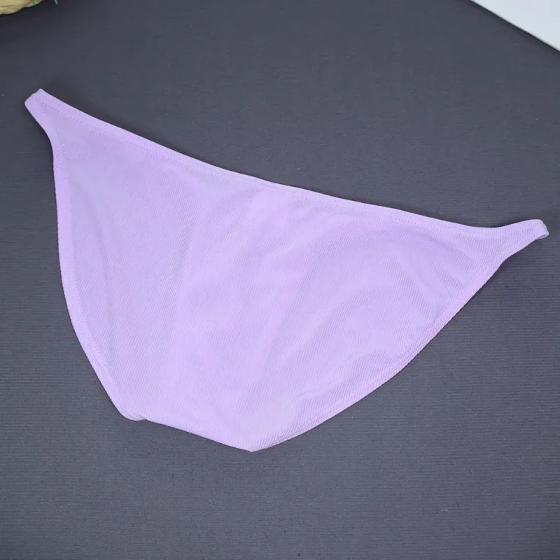 Men Fashion Ribbing Sexy High Fork Underwear Briefs U Convex Pouch Low Rise Man Comfortable Underpants Quick-drying
