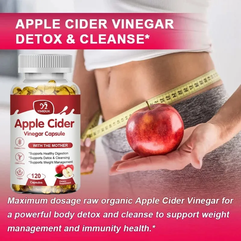 Apple Cider Vinegar Capsules 1600mg Supports Digestion Natural Cleansing Weight Management Immune Health & Metabolic Balance