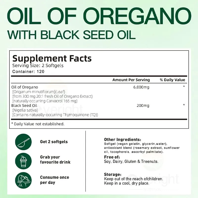 Organic Oregano Oil with Black Seed Oil – Antioxidant Digestive Support Intestinal Flora Balance & Immune System Health — image 7