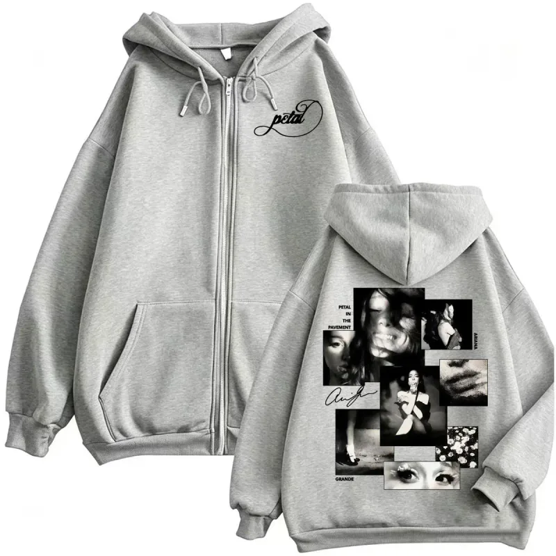 Singer Ariana Grande Petal Zipper Hoodies Men Women Fashion Aesthetic Sweatshirt Jacket Coats Fleece Long Sleeve Zip Up Pullover — image 6