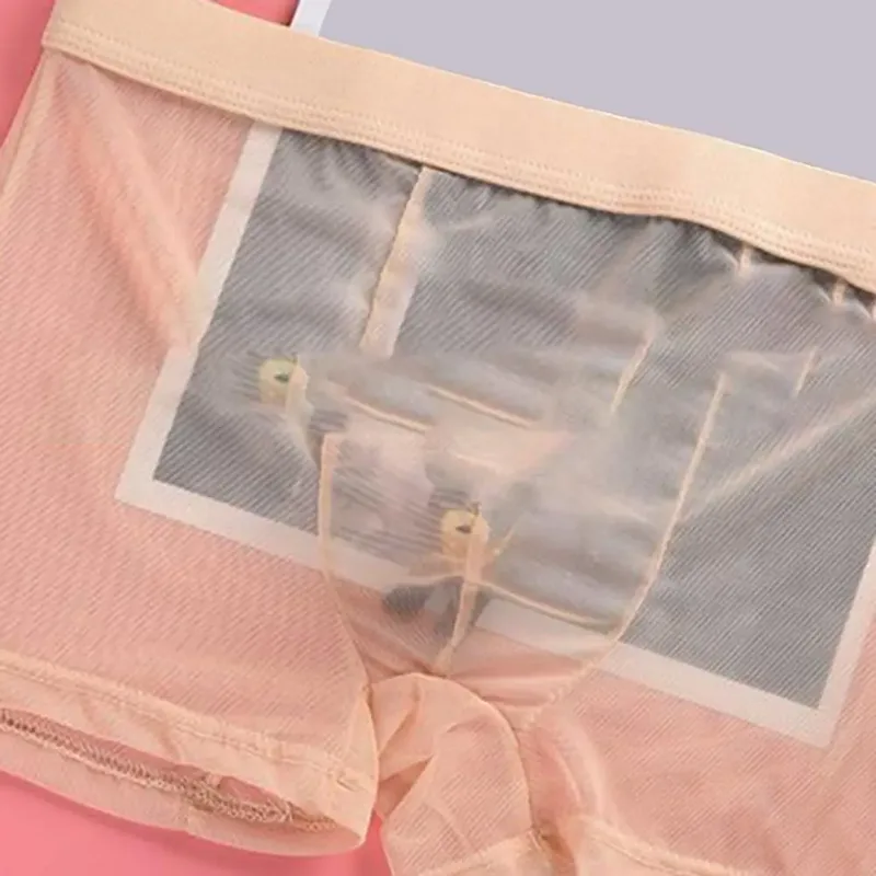 Genomskinliga boxershorts för män genomskinlig manliga kalsonger Sexiga Mesh Låg midja Is Silke Tunn Kylning Herr Trosor Herr Underkläder — image 11