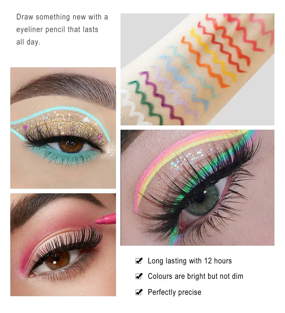 1PC Glitter Shine Eyeliner Gel Pencil Sexy Colorful Long-Lasting Shimmer Makeup Matte Colored Eye Liner Cream Pen Cosmetic Tool — image 3