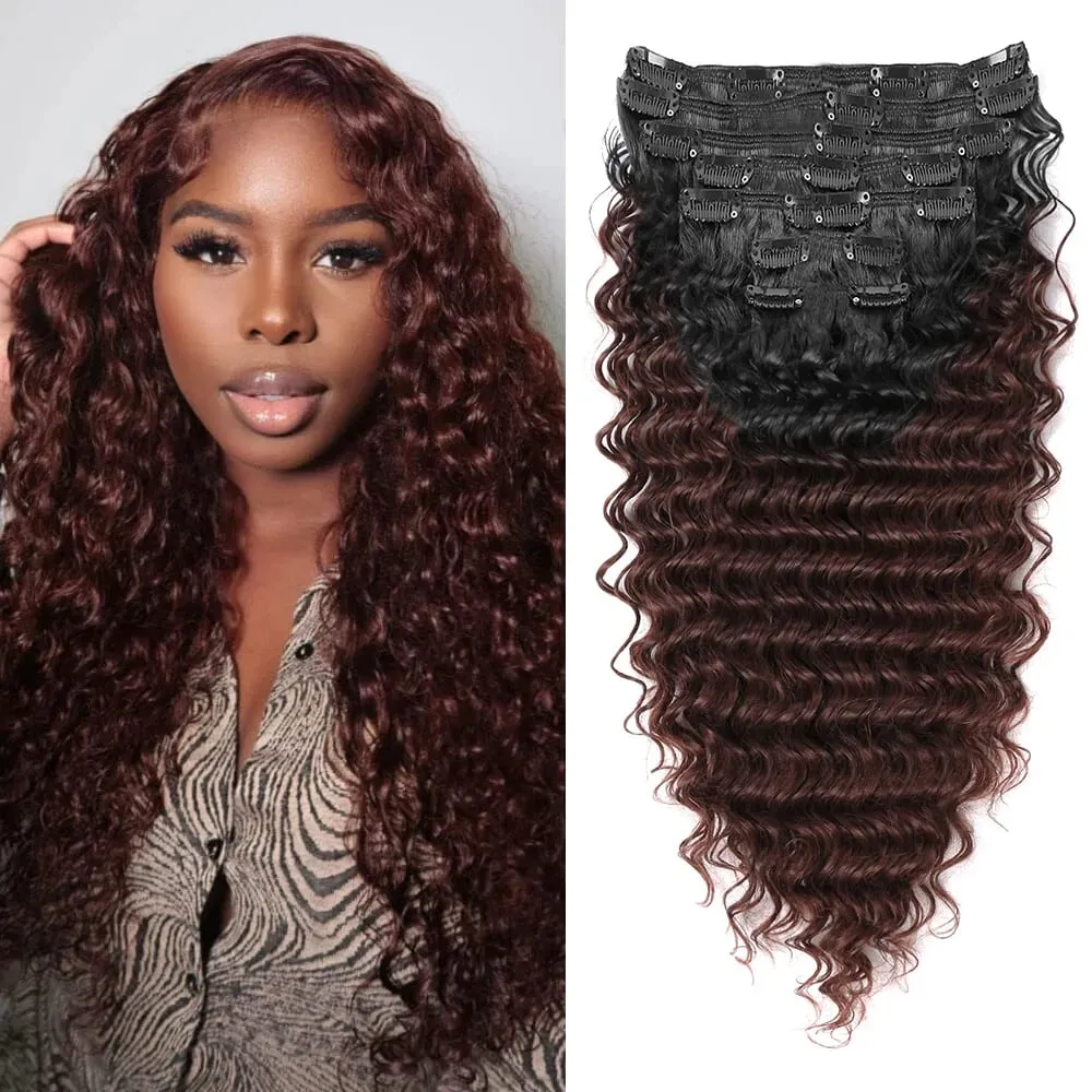 Clip sintetica a onda profonda da 24 pollici nelle estensioni dei capelli 7 pezzi / set 140g capelli finti testa piena parrucchino clip ricci capelli per le donne