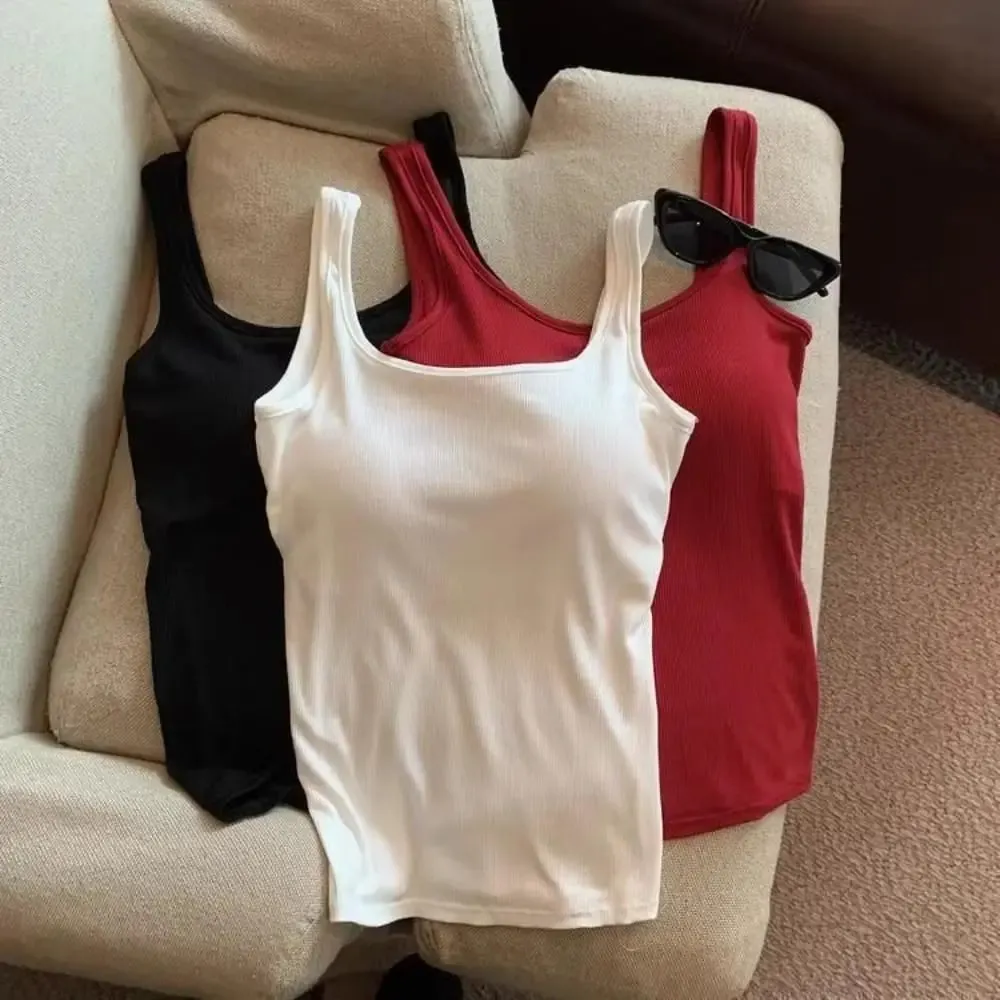 Fashion Solid Color Bodycon Top Sleeveless with Chest Pad Camisole Clubwear Backless Tank Top for Women — image 4