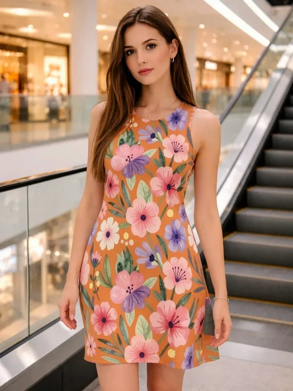 Womens Floral Sleeveless A Line Mini Dress Round Neck Fresh Sundress for Outdoor Brunch Beach Walk and Everyday Wear Comfort — image 10