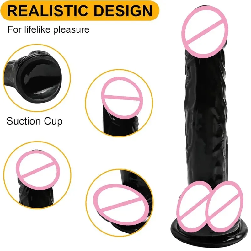 Impermeabile Realistico Nero Dildo Masturbatori Anal Gay Morbido Clitoride Massaggiatore Vaginale Pene Ventosa Cazzo Giocattoli Del Sesso per Le Donne — image 3