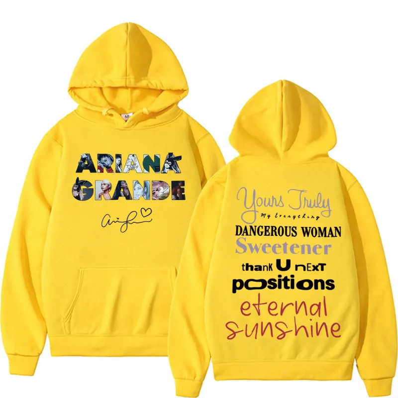 Singer Ariana Grande Album Tour Graphic Hoodies Men Women Fashion Classic Vintage Sweatshirts Autumn/Winter Casual Fleece Hoodie — image 12