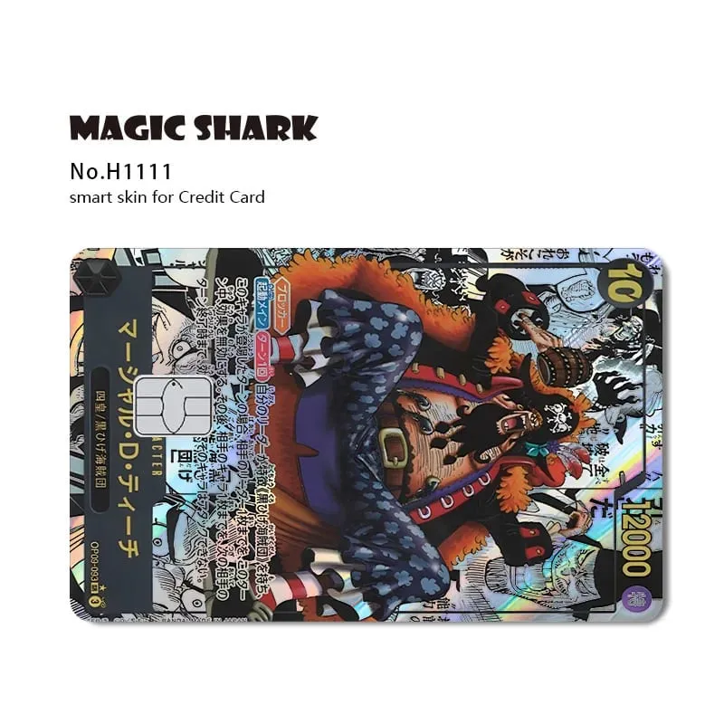 Magic Shark Luffy Nami Ace Zorro OP TCG Card Style Lazer Holographic Thin Sticker Film Skin for Debit Credit Card