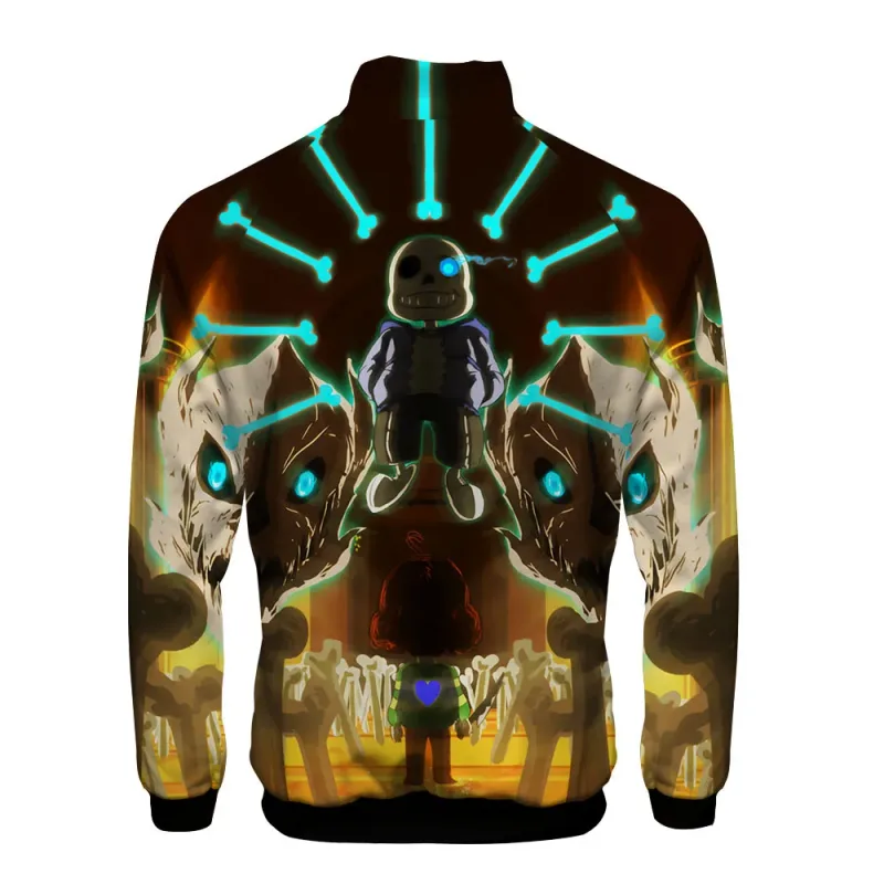 Luxury Popular Sans Undertale 3D Print Zipper Raglan Jacket Windbreaker Boys/Girls Comfortable Stand Collar Jackets Coats — image 11