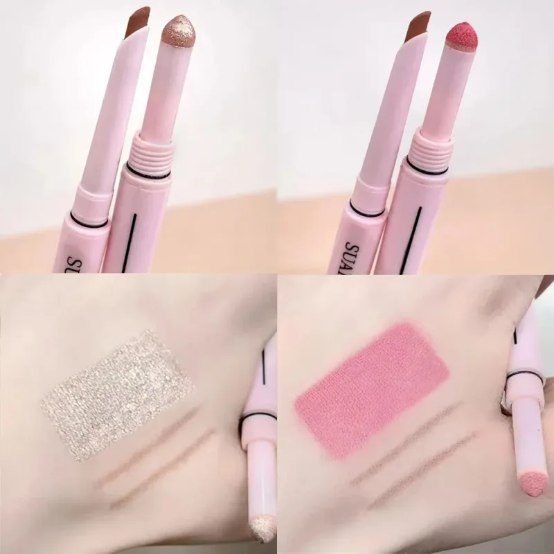 Dual End Glitter Matte Aegyosal Pen Brightening Highlight & Shadow Stick Eye Makeup Lying Silkworm Eyeliner Gel Pencil 애교살 펜