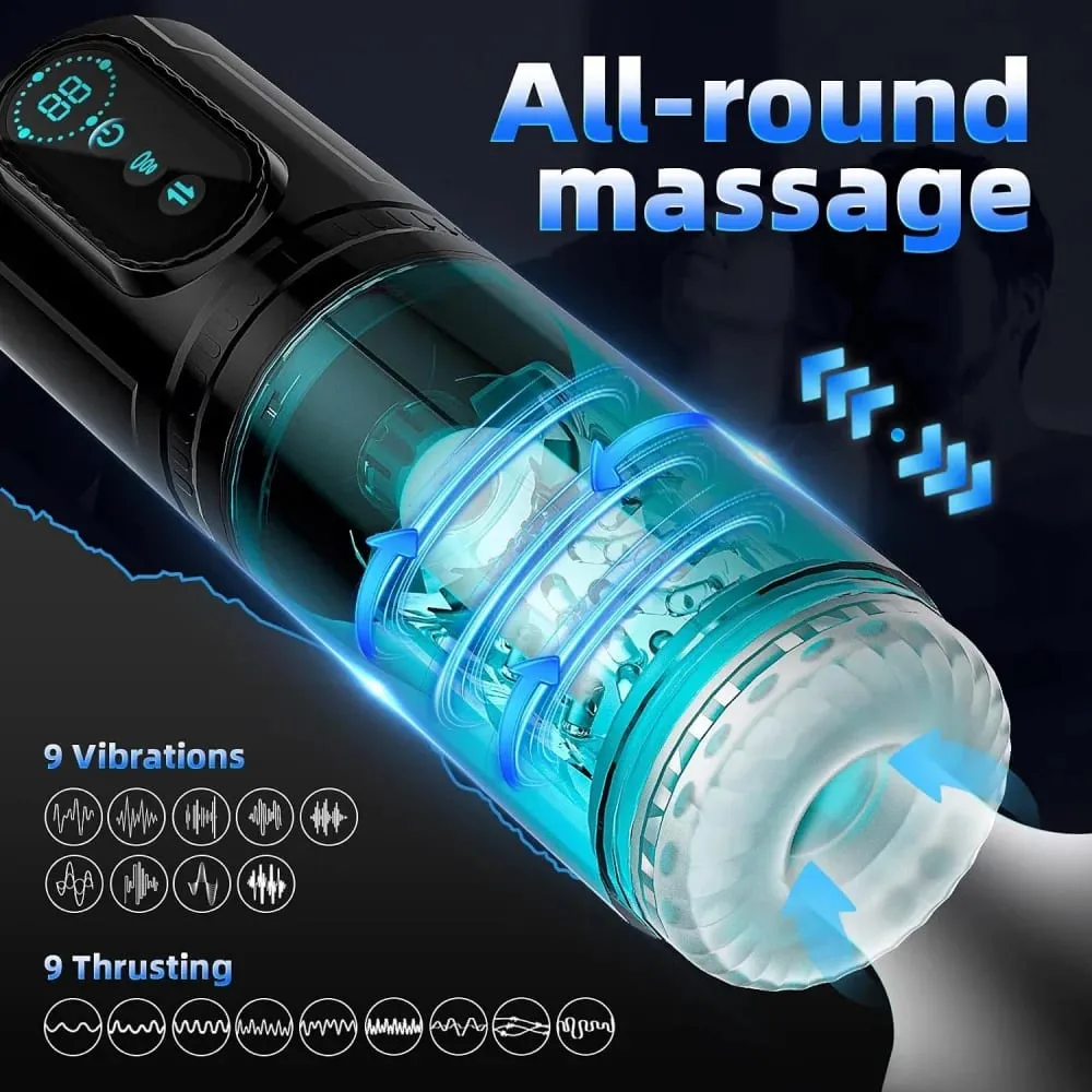 Men Electric Telescopic Sucking Masturbator Rotating Blowjob Masturbation Cup LCD Display Pocket Pussy Penis Pumps Adult Sex Toy — image 2