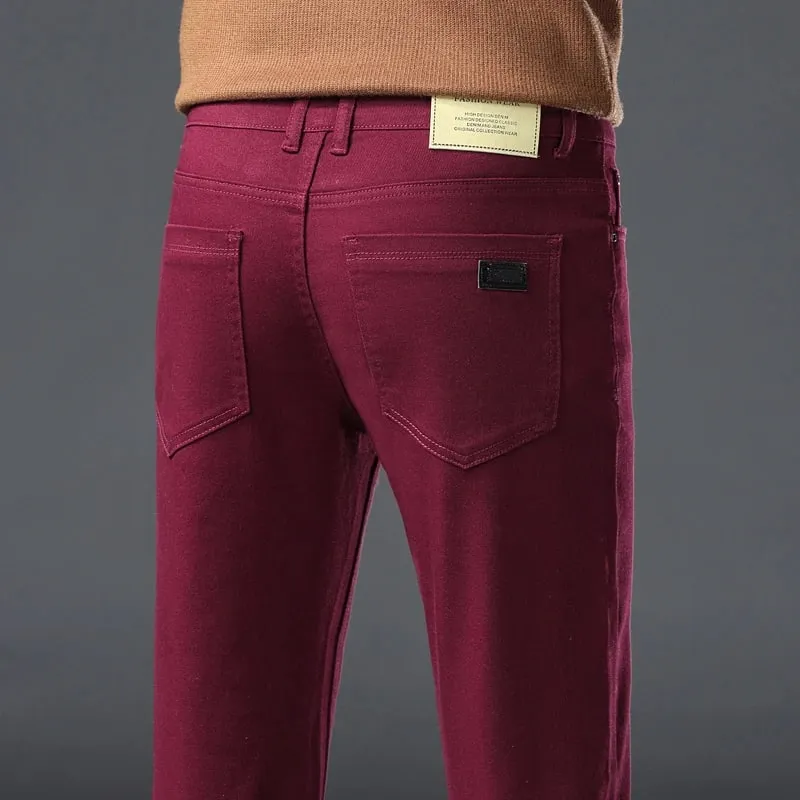 2026 96% Cotton Elastic Cotton Jeans Men's Spring Slim Straight Denim Pants Comfort Large Size Korean Business Casual Trousers
