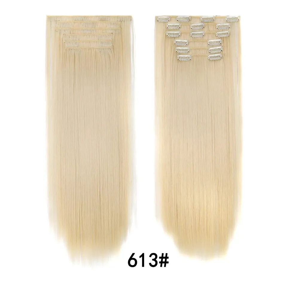 24Inch Clip in Hair Extensions Invisible Synthetic Extension 6PCS Long Straight Heat Resistant Clips on Hairpieces for Women — image 34