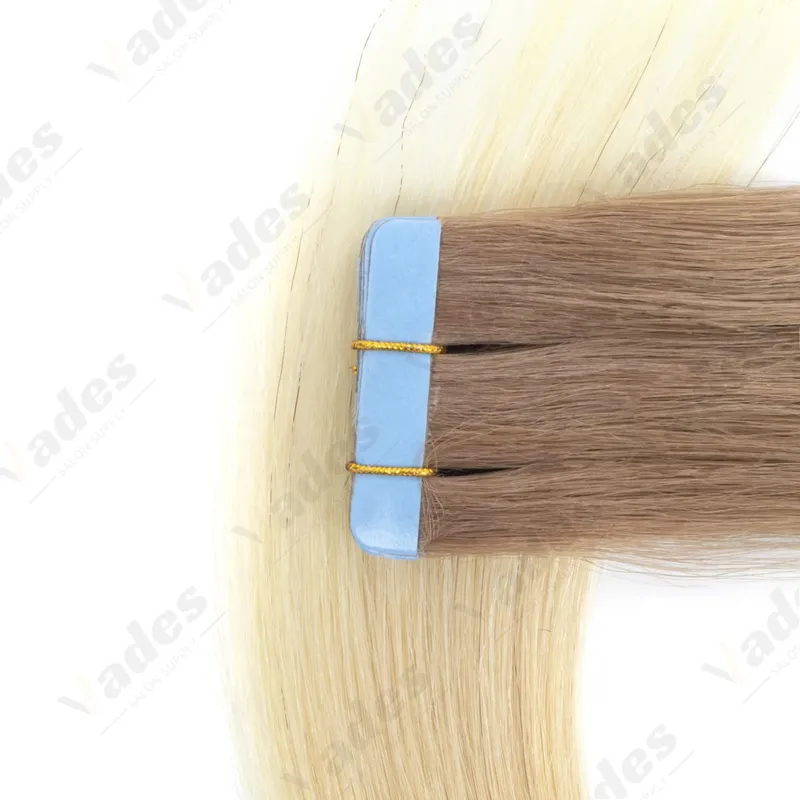 20Pcs 16" 20" Gradient Color Tape in Hair Extensions Human Hair Seamless Tape Hair Extensions 4x0.8cm Skin Weft PU Tape On Hair