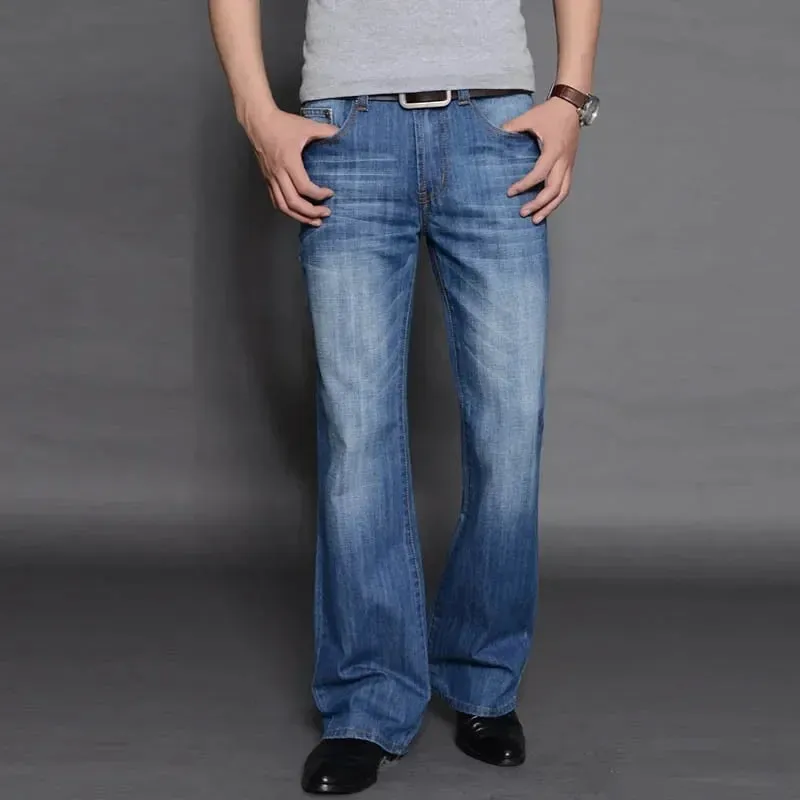 Denim Flared Jeans Men Boot Cut Denim Pants Comfortable Slightly Slim Classic Loose Casual Blue Black Trousers For Male Bootcut — image 11