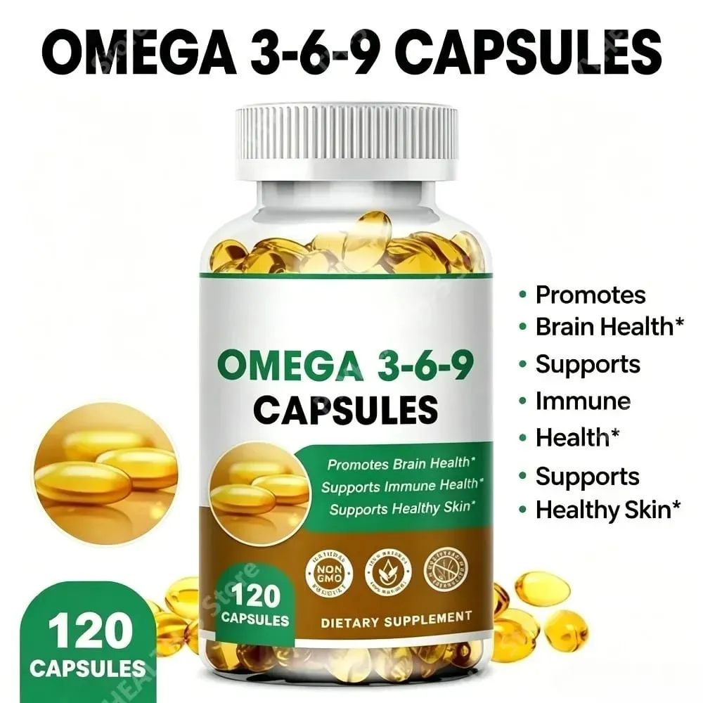 Plant-Based Omega 3-6-9 Softgels Natural Dietary Supplement Supports Skin Eye & Overall Health 100% Vegan Sourced 120 Softgels — image 1