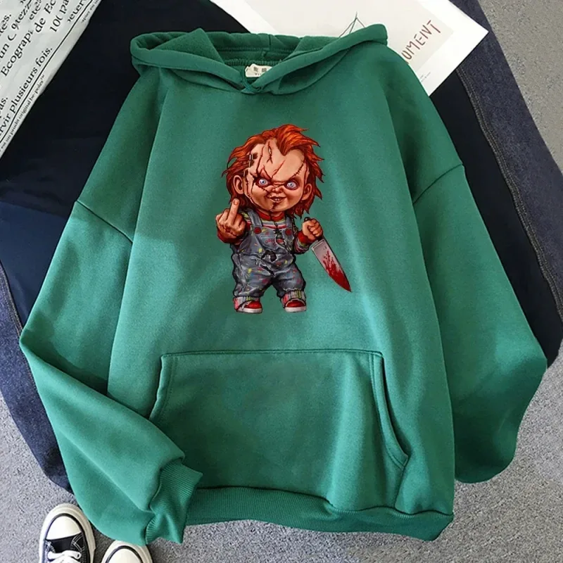 Men Fashion Hoodie Japanese Y2k Fleece Sweatshirt Pullovers Halloween Sweatshirts Men's Clothing Pullovers Horror Chucky Hoodie — image 3