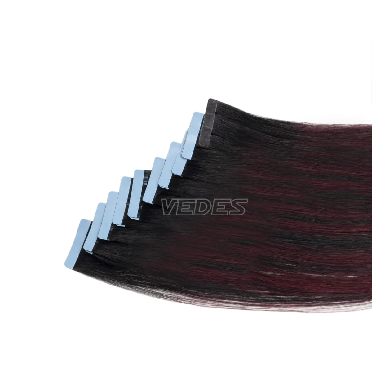20Pcs 16" 20" Gradient Color Tape in Hair Extensions Human Hair Seamless Tape Hair Extensions 4x0.8cm Skin Weft PU Tape On Hair