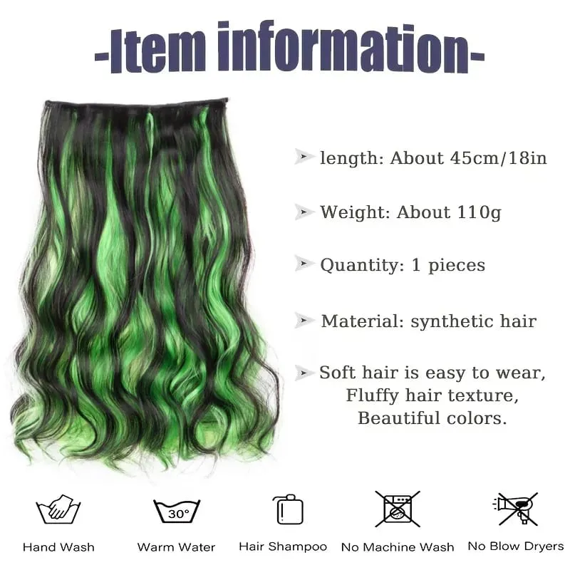 Synthetic 5 Clips in Hair Extensions Body wave Natural Hair Fake False Hair Piece Extentions For Women And Girl halloween wig — image 2