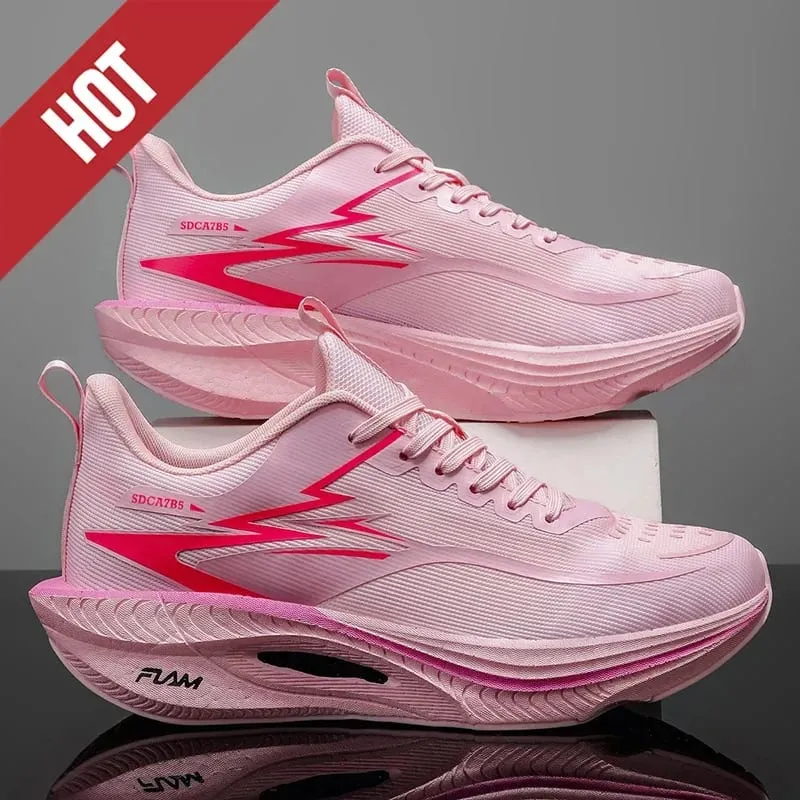 Men Women Carbon Plate Air Cushion Marathon Running Shoes Breathable Lightweight Outdoor Racing Training Sports Sneakers Walking