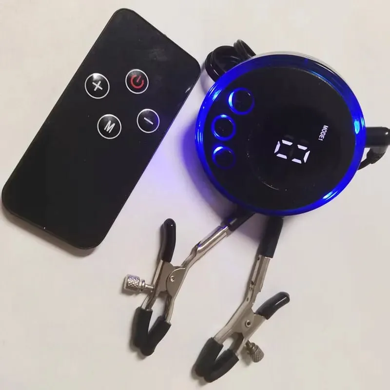 Remote Control Electric Shock Metal Nipples Clamps Breast Stimulation Massage Clitoris Labia Clips Adult Sex Toys for Women Men