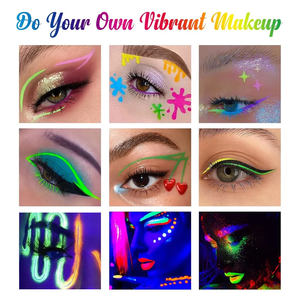 6Pcs Neon Fluorescent UV Glow Eyeliner Waterproof Long Lasting Colorful Liquid Eye Liner Rave Party Halloween Makeup Tools — image 3