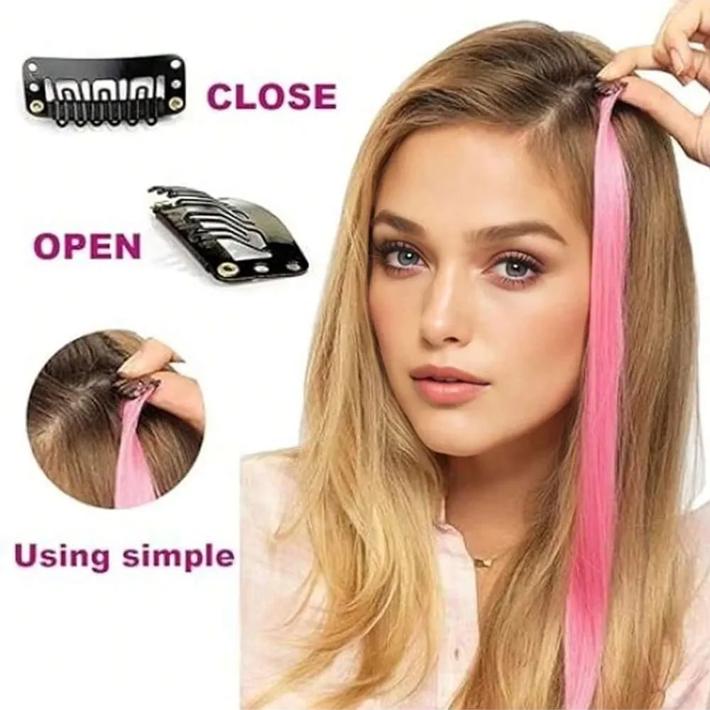 1PCS/Pack Synthetic Colored Party Highlights Clip in Hair Extensions for Girls Omber Colors Long Straight Hairpieces — image 6
