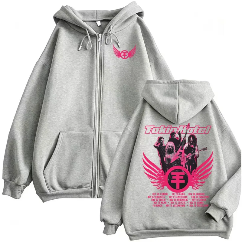 Tokio Hotel Arena Tour 2026 Zipper Hoodies Men's Clothing Harajuku Sweatshirt Jacket Coats High Quality Bodywarmer Zip Up Hoodie — image 7