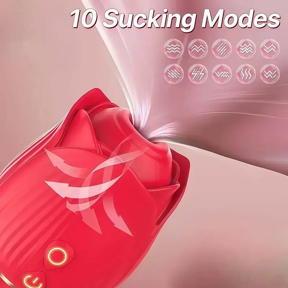 Rose 3v1 Sucker Vibrator pro ženy Teleskopický stimulátor klitorisu Dildo Olizování vagíny Masturbátor Sexuální hračky pro ženy — image 5