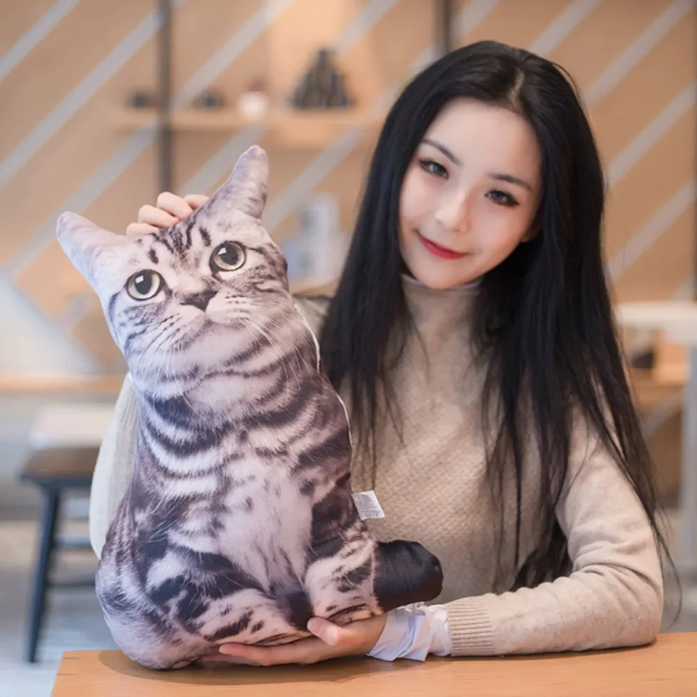 Plüsch Realistische 3D-Katzenpuppe Weiche Cartoon-Simulationskatze Plüschkissen Gefüllte Kawaii-Plüschtiere Spielzeugkissen für Kinder Mädchen