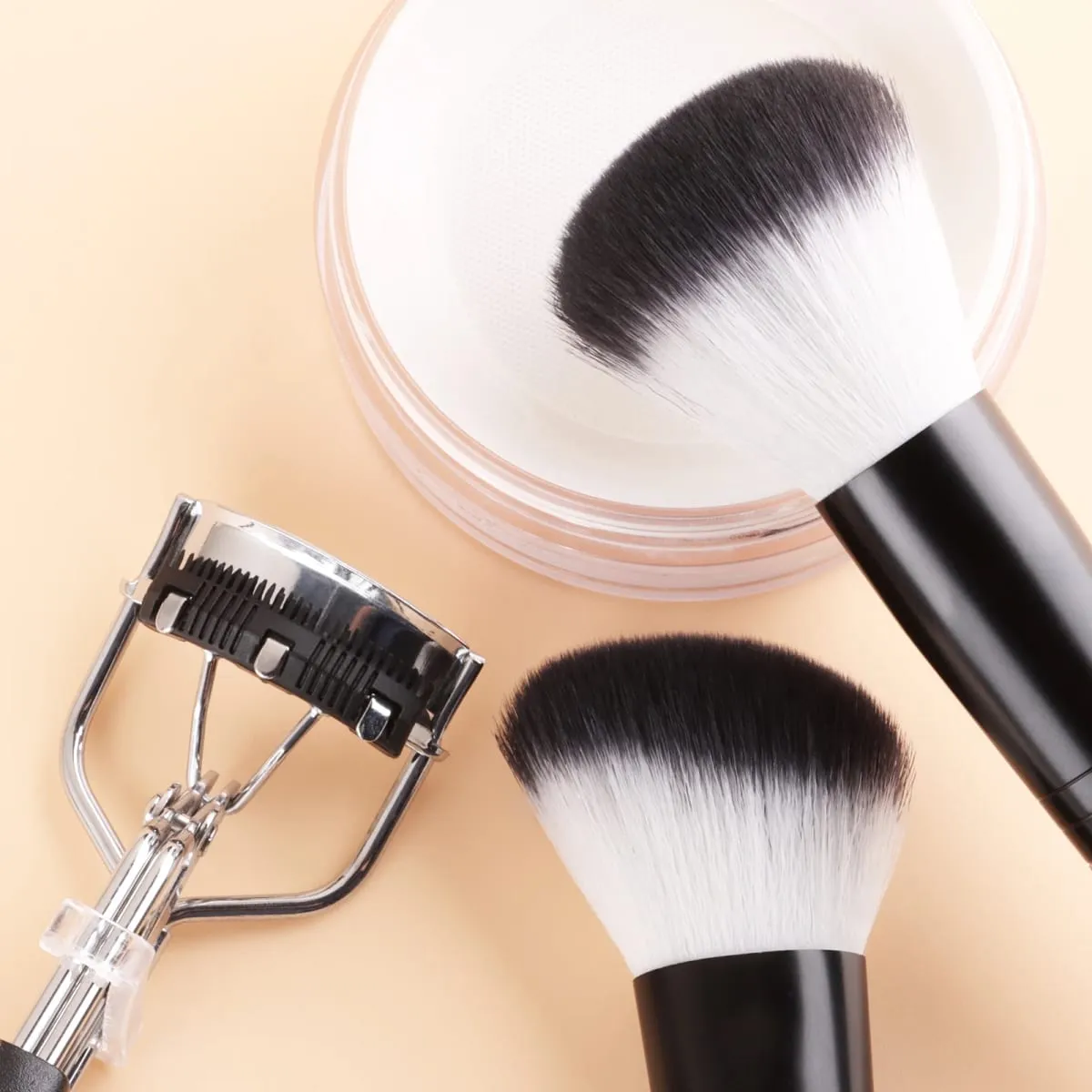 12Pcs Complete Makeup Tool Kit 7 Makeup Brushes 2 Beauty Sponges Eyelash Curler Powder Puff Storage Bag Full Cosmetic Set