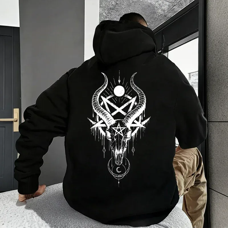 Autumn Winter Male Top Casual Pullover 666 & Inverted Cross Men's Gothic Hoodies Demonic Horror Face Print Sweatshirt Streetwear — image 17