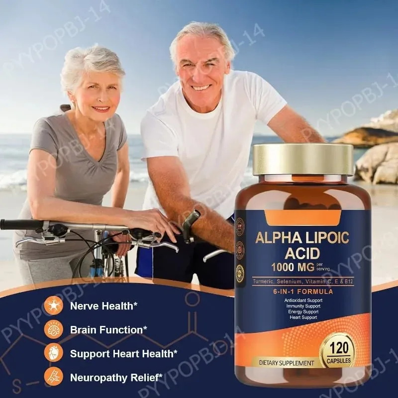 Alpha Lipoic Acid 6-in-1 Formula 1000mg Turmeric Selenium Vitamins C E B12 120 Veggie Capsules for Daily Wellness Support — image 4