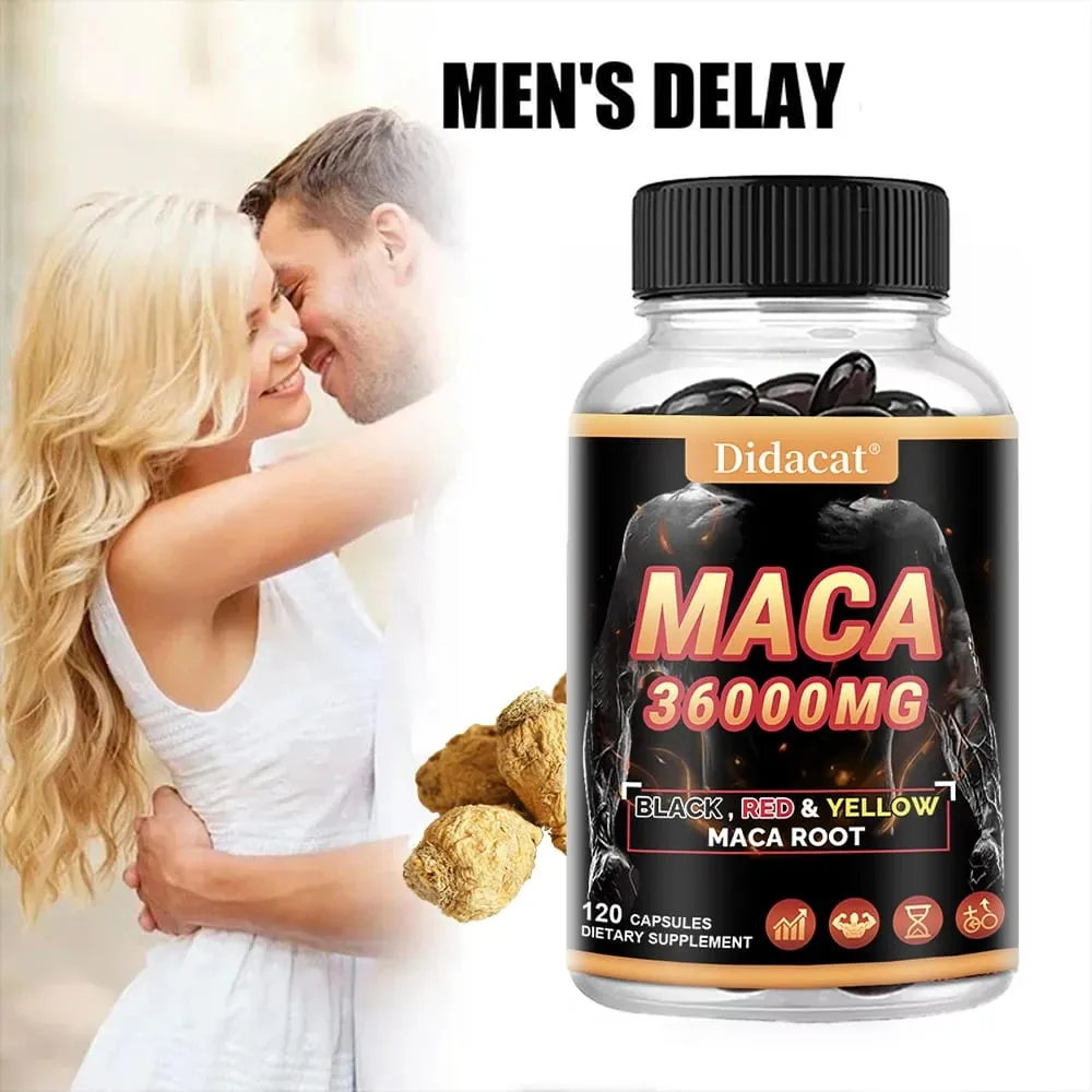 Organic Maca Root Powder Capsules with Black + Red + Yellow Maca Root Extract Supplement for Men and Women - 120 Capsules — image 5